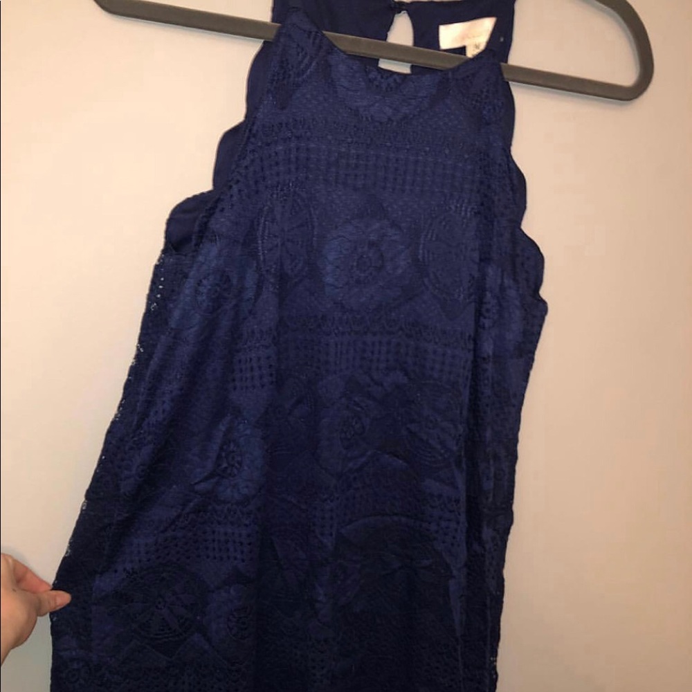 Blue dress and pink shirt!